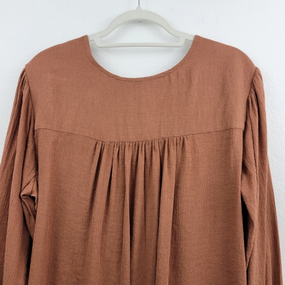 Free People Brown Long Sleeve Textured Top - Picture 9 of 12